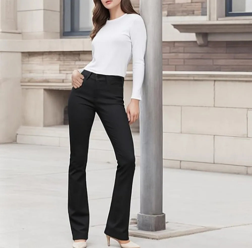 Saashi Women’s Flare Pants with Pockets – Stretch Pencil Bootcut Bell Bottom Trousers for Work and Casual Wear