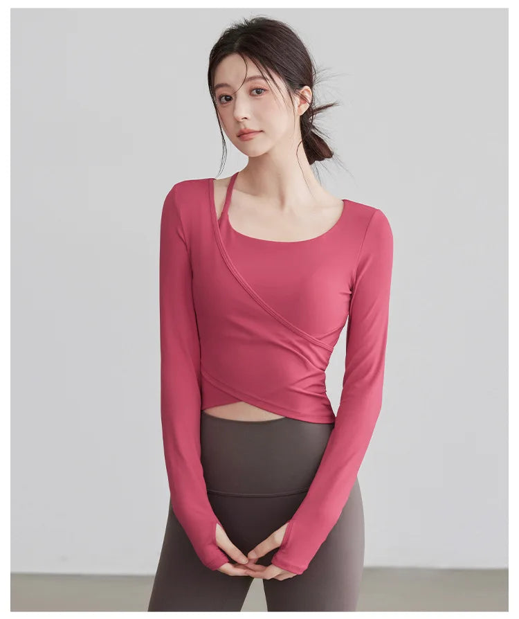 Saashi Long Sleeve Gym Top with Chest Pads