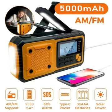Saashi 5000mAh Portable Emergency Solar Power Radio Hand Crank Charging AM FM.
