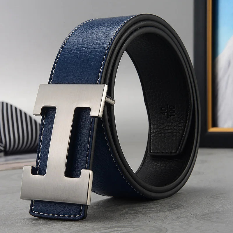 Saashi 3.8cm Famous Brand Top Quality Genuine Luxury Leather Men Women Jeans Belt.