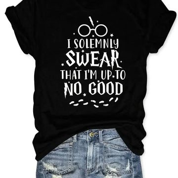 Saashi Plus Size Slogan Print T-Shirt for Women Casual Short Sleeve Tee with Slight Stretch