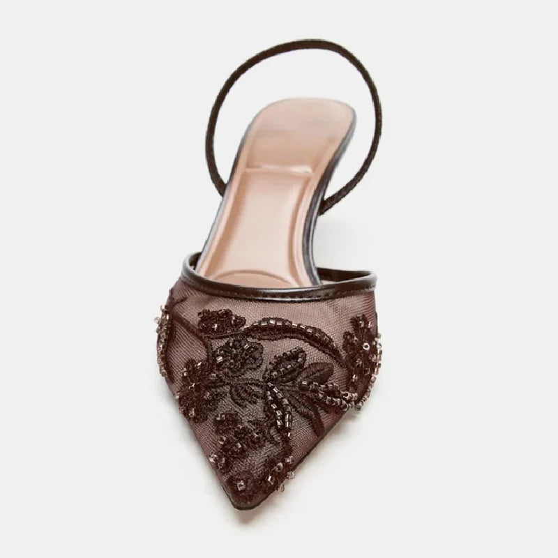 Saashi Beaded Slingback Pointed Heels