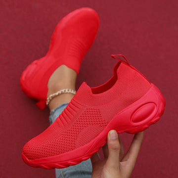 Saashi Red Mesh Casual Sneakers