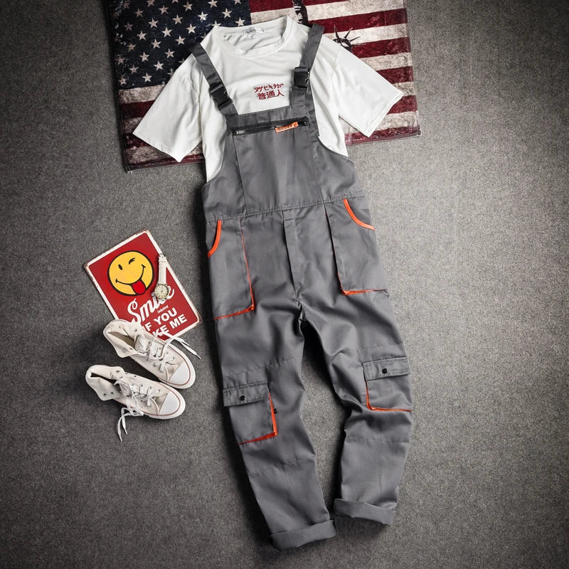 Saashi Labor Day Men’s Long-Sleeve Workwear Jumpsuit – Zipper Pocket Utility Overalls, Casual Workwear, S–4XL