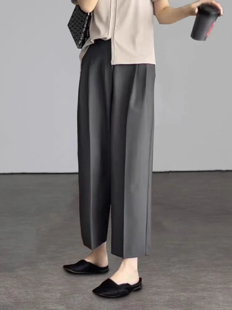 Saashi Women's Office Elegant High Waist Ankle Length Harem Suits Pants Pockets.
