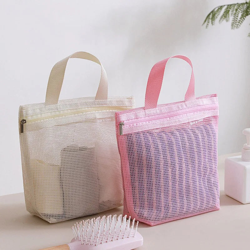 Saashi Mesh Makeup Toiletry Storage Handbags Portable Travel Washing Body Shower Organizer.