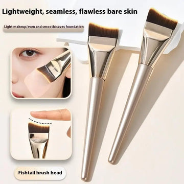 Saashi 2Pcs/set Ultra-thin Foundation Liquid Brushes Professional Arc-shaped Flat-head Paint-free.