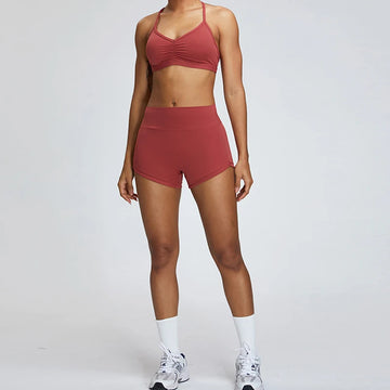 Saashi Women’s Two-Piece Workout Suit Yoga Sportswear Gym Set Fitness Bra & Shorts