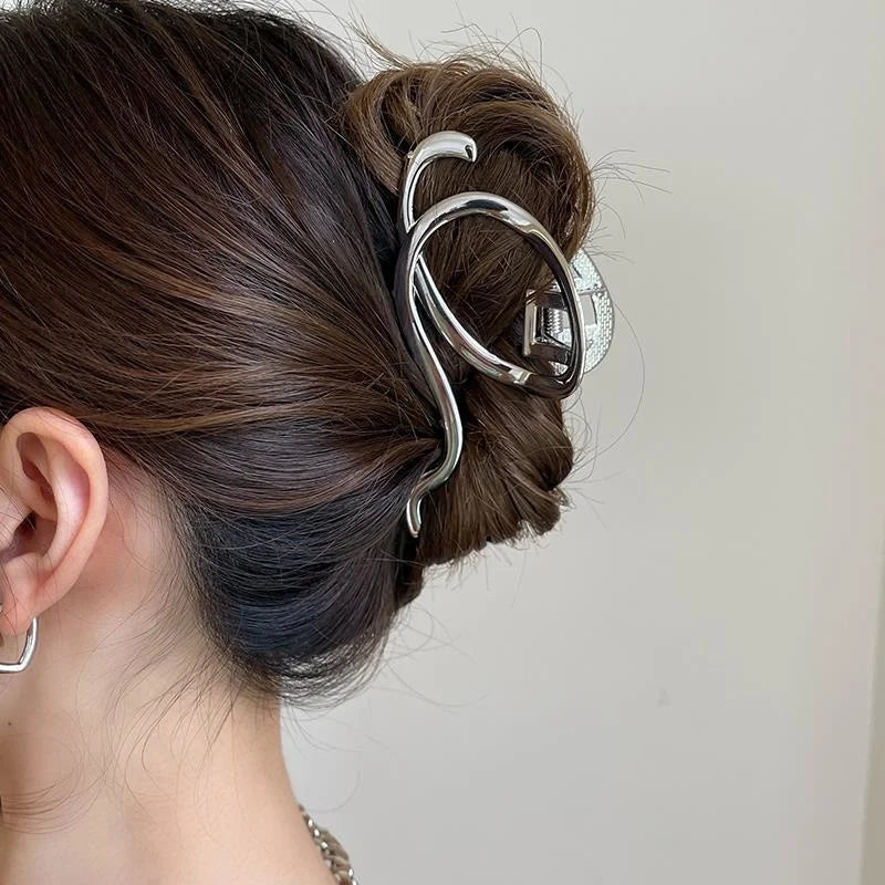 Saashi Fashion Elegant Gold Color S-shaped Metal Hairpins Hair Claw Women Korean.