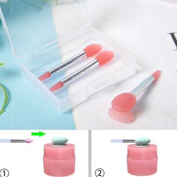 Saashi 3PCS Silicone Lip Balms Lip Mask Brush Sucker Dust Cover Anti-lost.