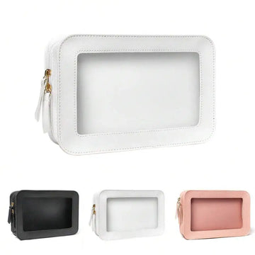 Saashi Clear PVC Zipper Cosmetic Bag Travel Toiletry Organizer Transparent Window.
