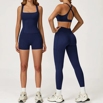Saashi Women's Two Piece Yoga Tracksuit Push Up Bra High Waist Leggings.