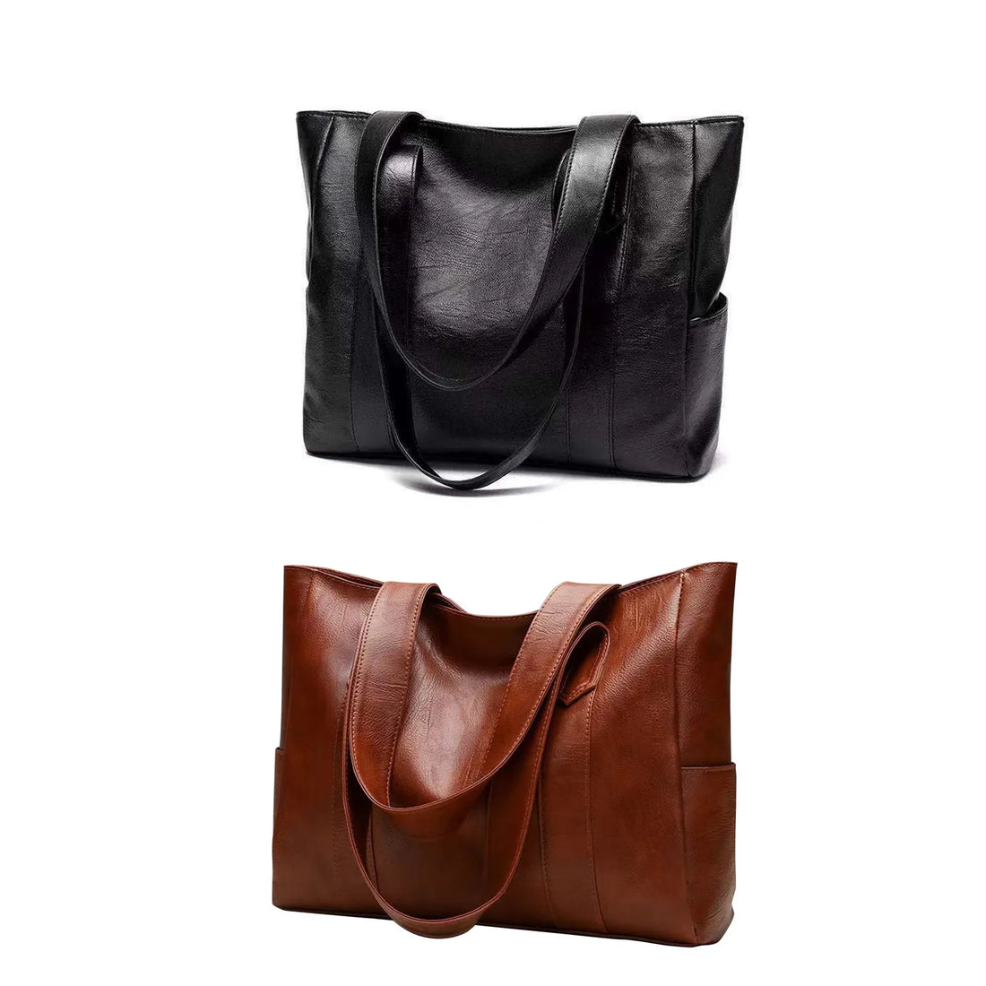 Saashi Women's 2025 Big Soft Leather Simple Large Capacity Single Shoulder Tote.