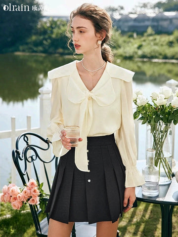 Saashi French Lace Bow-Tie Blouse