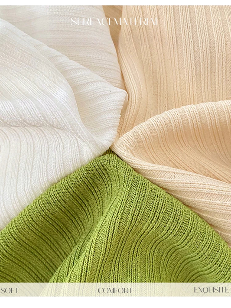 Saashi Women's Summer Korean Elegant Knitted Long Sleeve Cardigan Casual Sweater Tanks.