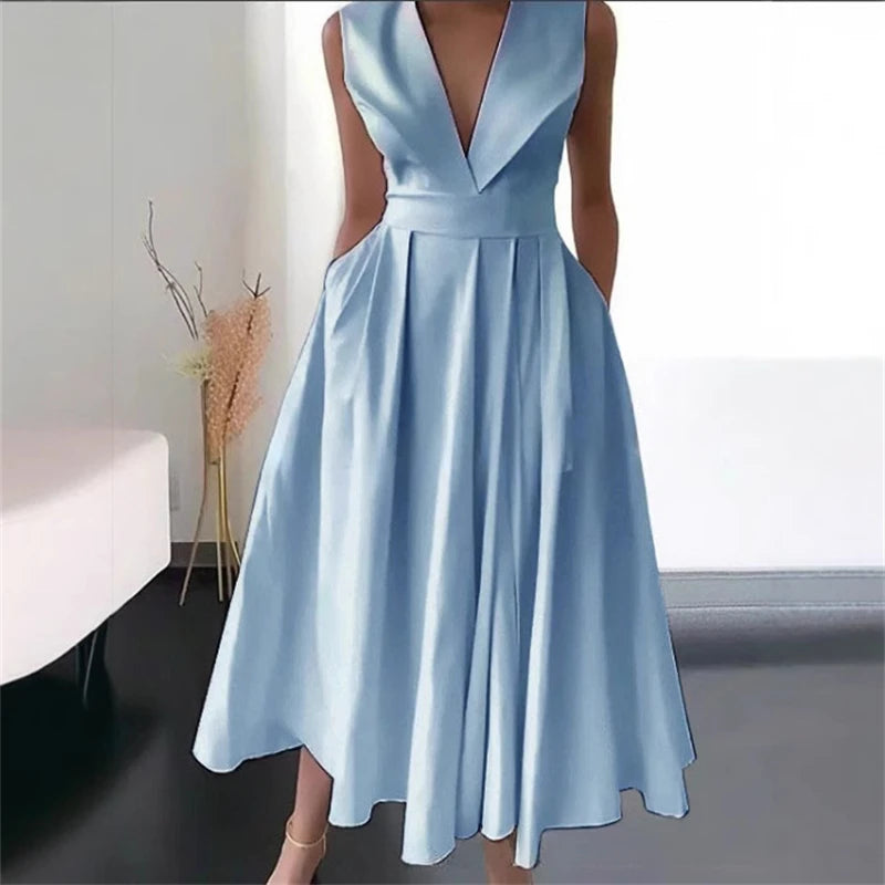 Saashi Deep V Evening Maxi Dress