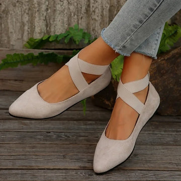 Saashi Women's Elegant Ballet Flats Elastic Ankle Strap Non Slip Ballerina Sandals.