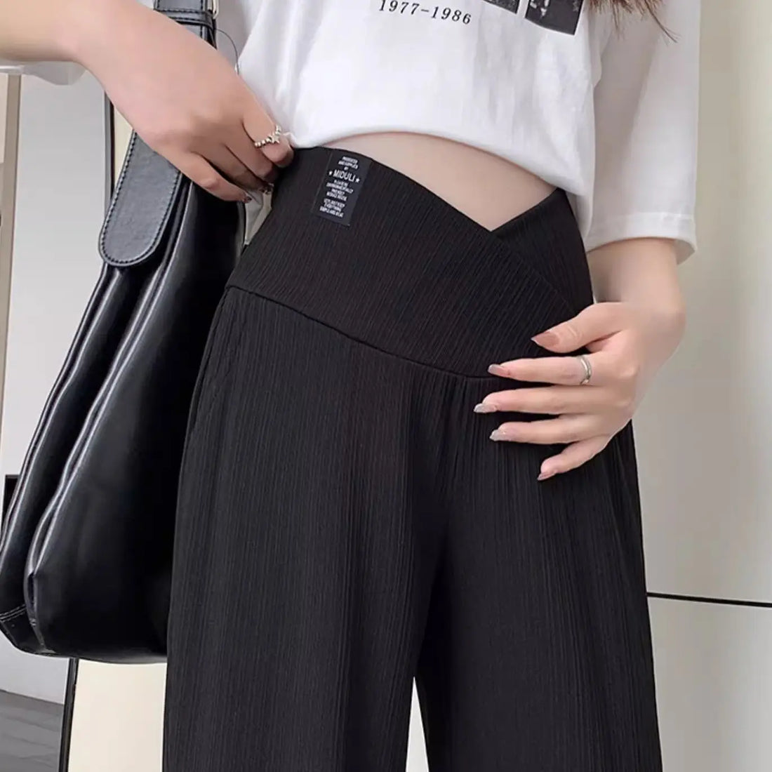 Saashi Maternity Straight Pants - Summer Thin Cool Cotton, Low Waist