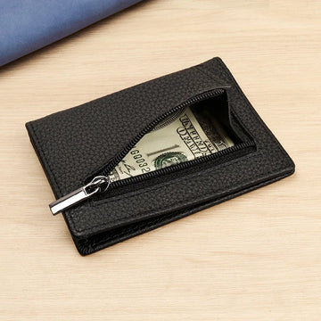 Saashi Men's Genuine Leather Slim Money Clip Magnetic Closure Minimalist Bifold Wallet.