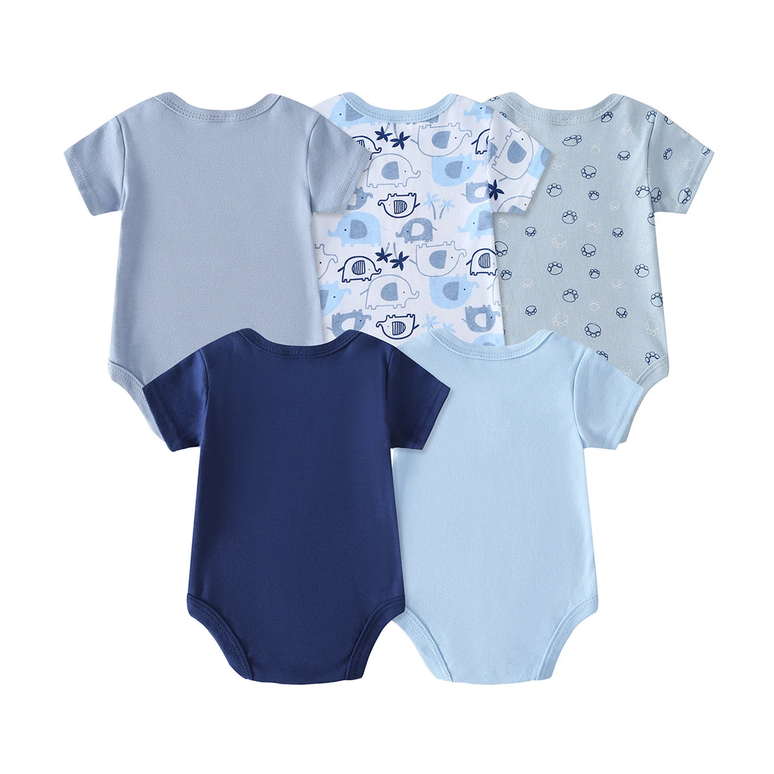 Saashi 5-Piece Cotton Dinosaur Baby Bodysuit Set
