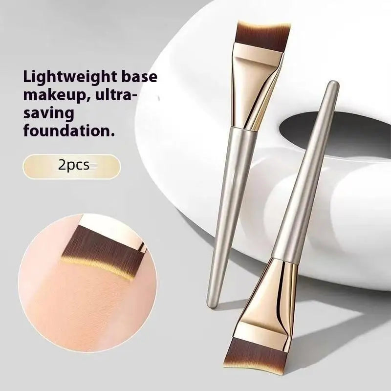 Saashi 2Pcs/set Ultra-thin Foundation Liquid Brushes Professional Arc-shaped Flat-head Paint-free.