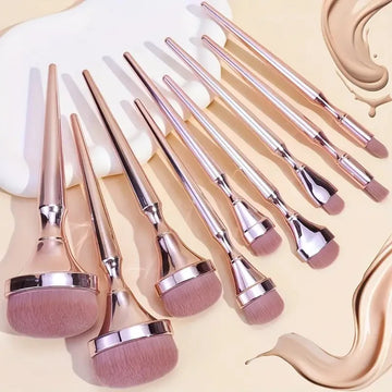 Saashi 9pcs Rose Gold Makeup Brush Set Eyeshadow Blush Highlighter Foundation Concealer.
