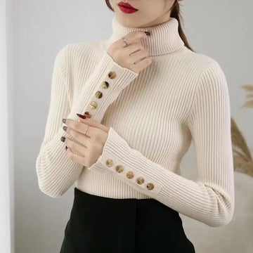 Saashi Button Detail Turtleneck Sweater