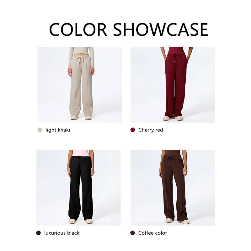 Saashi Women's Straight-Fit Sweatpants: Drawstring Pockets for Running, Yoga, and Outdoors