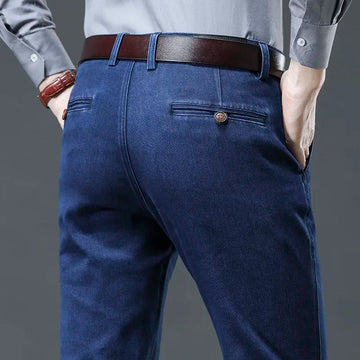 Saashi Classic Cotton Men's Jeans: Straight Trousers, Denim Pants, Blue