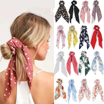 Saashi Fashion Dots Scrunchies Long Hair Rope Korean Ties Women Ponytail Scarf.