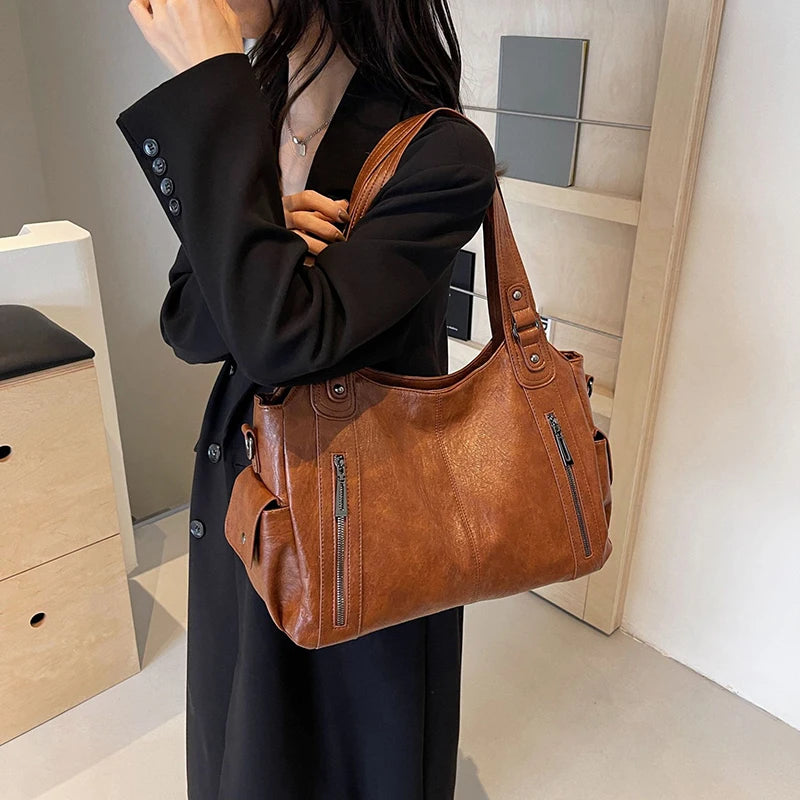 Saashi Women's Soft Interior Compartment Contrasting Colors PU Leather Crossbody Bag.