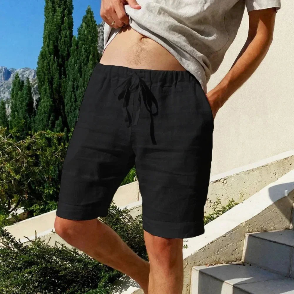 Saashi Summer New Men's Cotton Linen Breathable Shorts Hawaii Beach Pants Male.