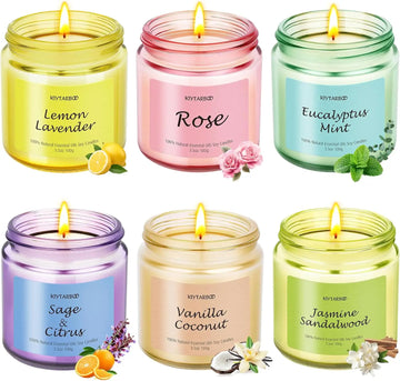 Saashi 6 Pack Scented Soy Candle Gift Set for Women and Christmas.