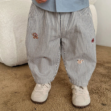 Saashi Toddler Boys’ Cartoon Embroidered Denim Harem Pants