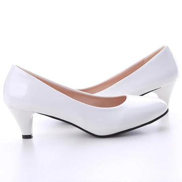 Saashi Ladies Medium Heel Nude High Heels Women Office Work White Party Wedding Pumps