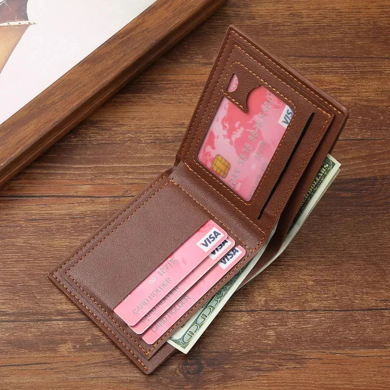 Saashi Men's Slim Leather RFID Blocking Bifold Front Pocket Minimalist Money Clip.