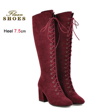 Saashi Lace-Up Suede Long Boots