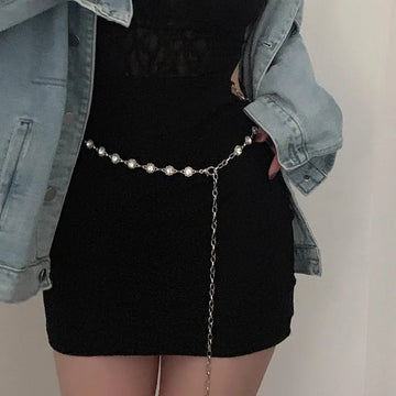 Saashi Metal Chatelaine Haute Couture Summer Dress Fashionable Ins Style Thin Belt.