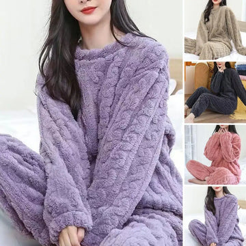 Saashi Soft Plush Pajama Set Stylish and Cozy Pullover Sleepwear