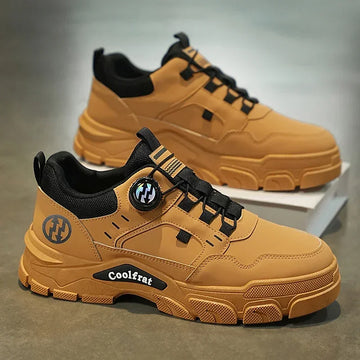 Saashi Labor Day Men’s Waterproof Casual Shoes – Low-Top Rotating Buckle Outdoor Work & Sports Shoes with EVA Rubber Sole