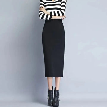 Saashi Women's England Style Elastic High Waist After Split Hip Pencil Skirt