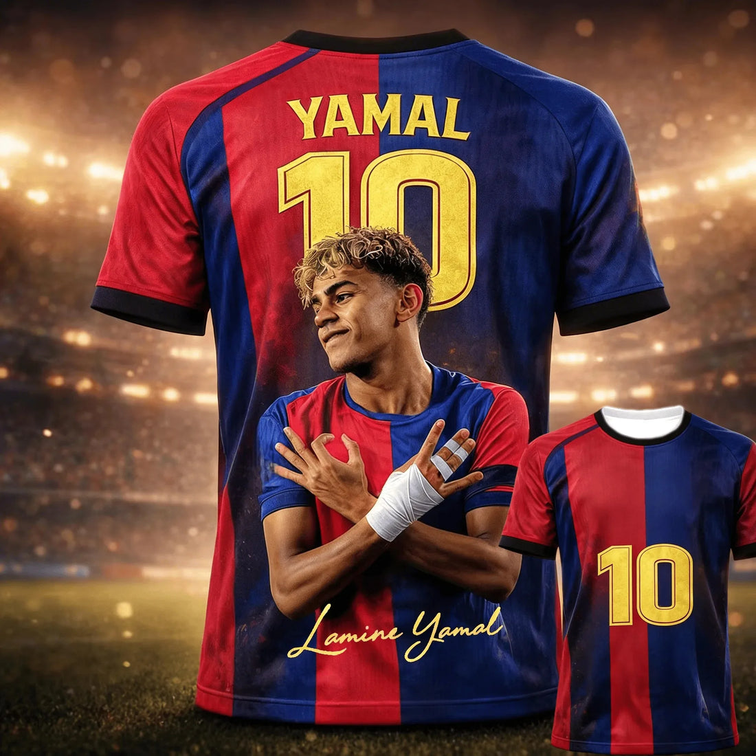 Saashi Boys Barcelona #10 Lamine Yamal Jersey – Quick-Dry Short Sleeve Soccer T-Shirt for Kids