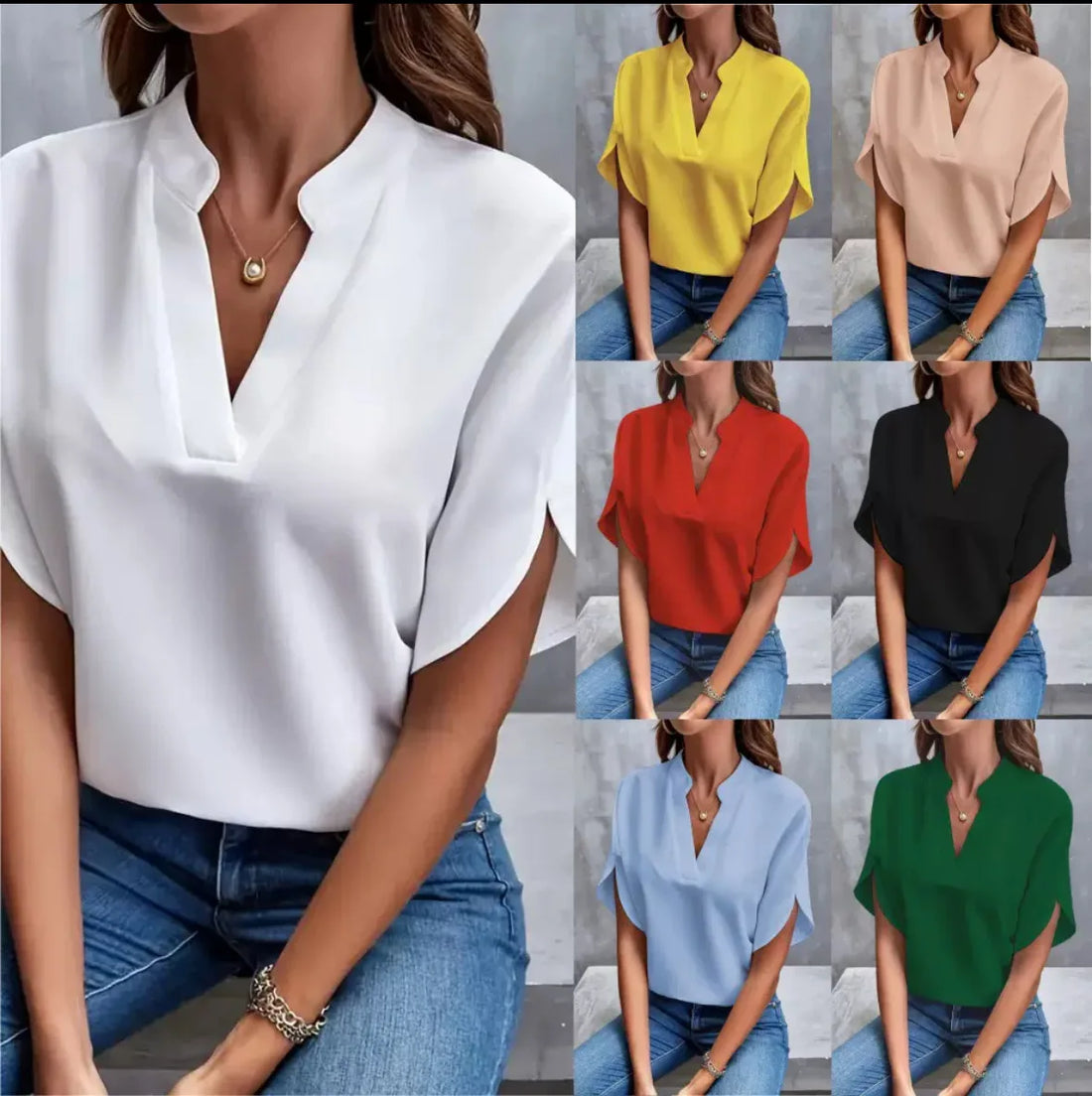 Saashi Casual V-Neck Half Sleeve Top