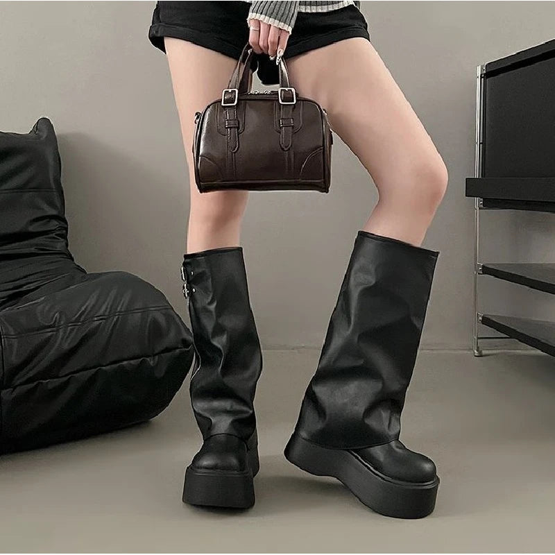 Saashi Wide-Leg Slouchy Long Boots