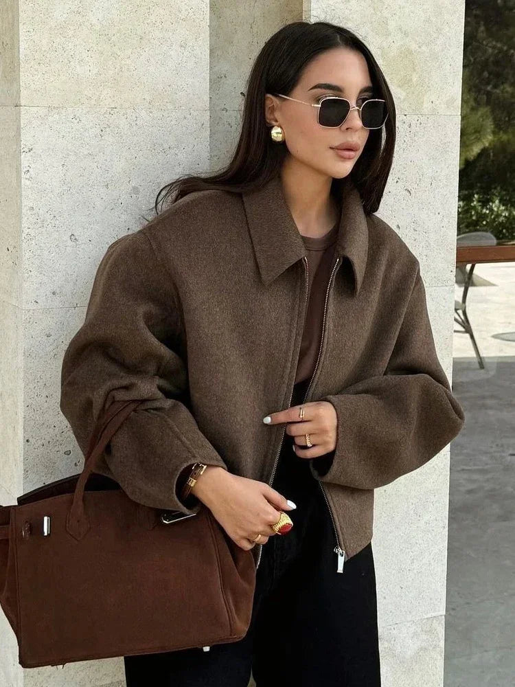 Saashi Wool Lapel Zip Jacket