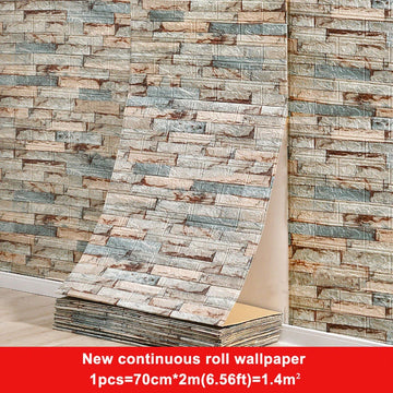 Saashi 3D Faux Brick Wall Sticker (1M Roll)