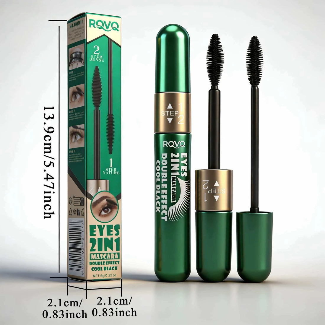 Saashi 2-in-1 Double Effect Mascara Lengthening Intensifying Waterproof Curling Quick-Drying.