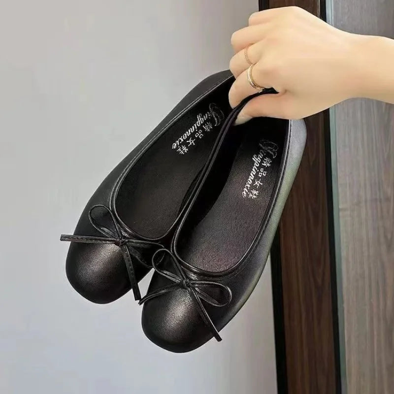 Saashi 2025 Spring Summer Evening Breeze Flats Gentle Bow-Knot Design Commuter Versatile Single Shoes