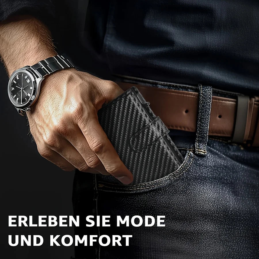 Saashi Men's RFID Protection Slim Wallet With Integrated Coin Case Card Holder.