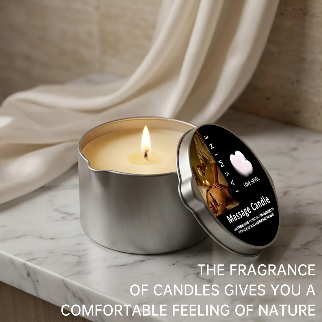 Saashi Moisturizing Jasmine Massage Oil Soy Wax Aromatherapy Candle Gift Box